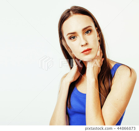 young pretty stylish hipster girl posing emotional isolated on w young pretty stylish hipster girl posing emotional isolated on w 44866873
