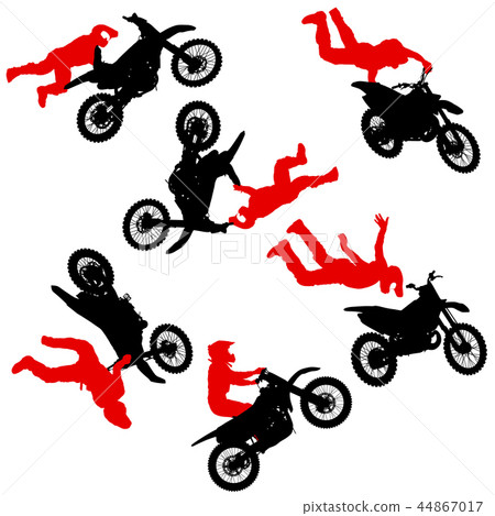 Set silhouette of motorcycle rider performing  44867017