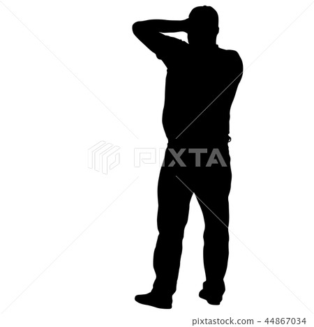Black silhouette man standing, people on white 44867034