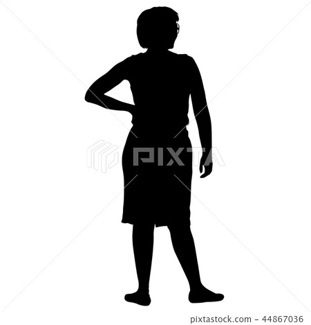 Silhouette Of People Standing On White Background Stock