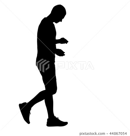 Silhouette of People Standing on White Background 44867054
