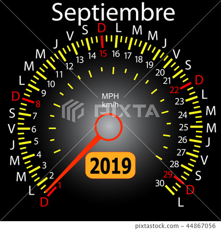 2019 year calendar speedometer car in Spanish 44867056