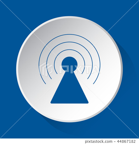 transmitter tower - blue icon on white button 44867182
