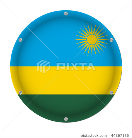 round metallic flag of Rwanda with screws round metallic flag of Rwanda with screws 44867186