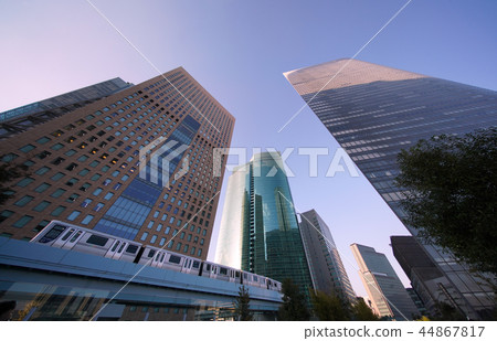 Tokyo cityscape in Japan Shiodome skyscrapers and Yurikamome 44867817