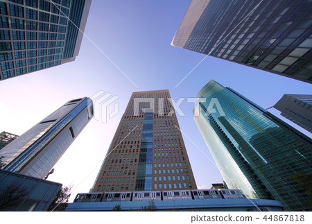 Tokyo cityscape in Japan Shiodome skyscrapers and Yurikamome 44867818