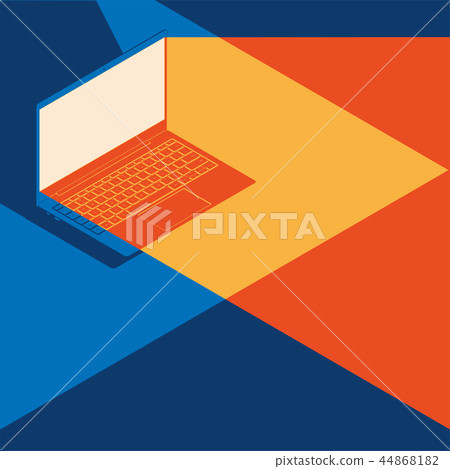 Realistic flat modern, laptop with color glow on dark background. Realistic flat modern, laptop with color glow on dark background. 44868182