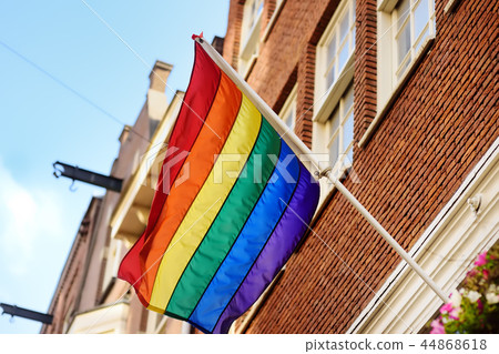 Rainbow flag of the LGBT community on Amsterdam 44868618
