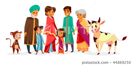 Indian family cartoon illustration characters Indian family cartoon illustration characters 44869250