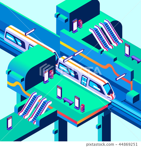 Metro train station isometric illustration Metro train station isometric illustration 44869251