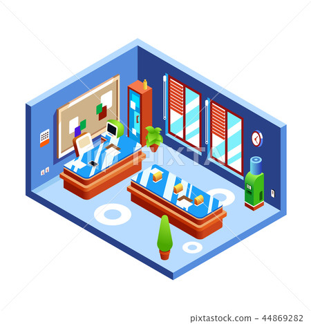 Office isometric illustration cross-section 44869282