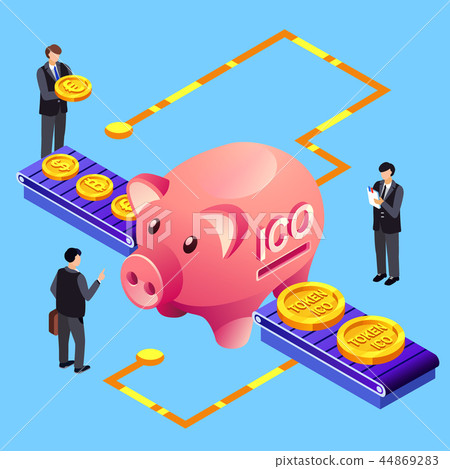 Cryptocurrency ICO token bitcoin exchange illustration 44869283