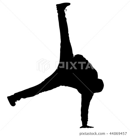 Black Silhouettes breakdancer on white background Black Silhouettes breakdancer on white background 44869457