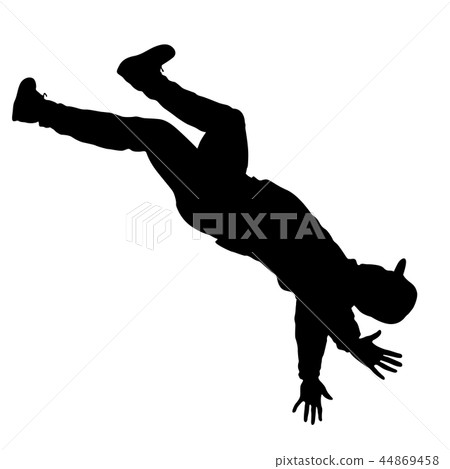 Black Silhouettes breakdancer on  white background 44869458