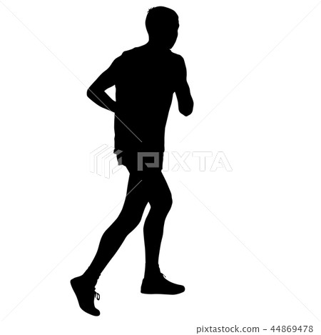 Black Silhouettes Runners sprint men on white  44869478