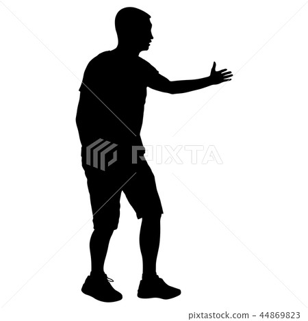 Silhouette of People Standing on White Background Silhouette of People Standing on White Background 44869823