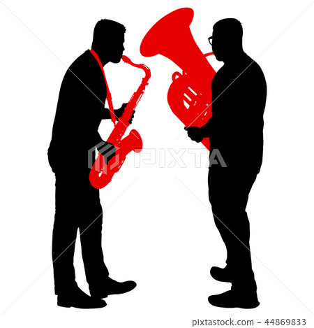 Silhouette of musician playing the saxophone  44869833