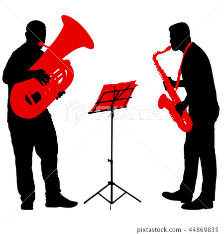 Silhouette of musician playing the saxophone 44869835