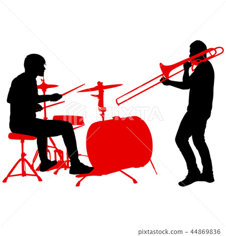 Silhouette of musician playing the trombone  44869836