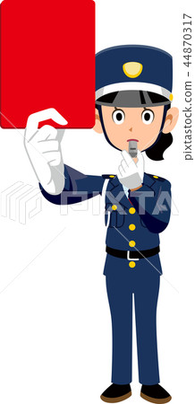 Security guard woman showing red card 44870317