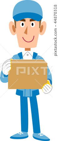 Male staff dressed in work clothes with cardboard box 44870318