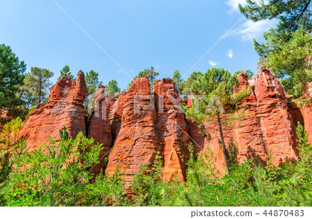 Ochre hills at Roussillon in Provence, France Ochre hills at Roussillon in Provence, France 44870483