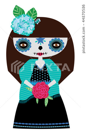 Vector illustration of blue catrina doll Vector illustration of blue catrina doll 44870586