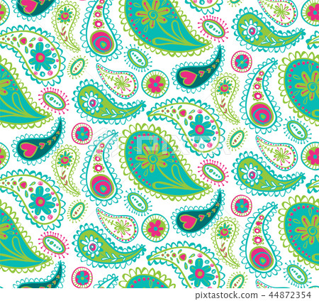 Vector decorative paisley design in green and pink Vector decorative paisley design in green and pink 44872354