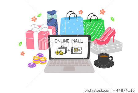 Vector - Enjoy the benefits of on&off-line shopping. Cash back, earn points for every purchase and discount coupon vector illustration 003 Vector - Enjoy the benefits of on&off-line shopping. Cash back, earn points for every purchase and discount coupon vector illustration 003 44874116