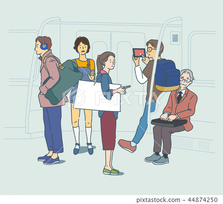 Vector - Public places are for everyone, please be gentle. manners in public places illustration. 007 44874250