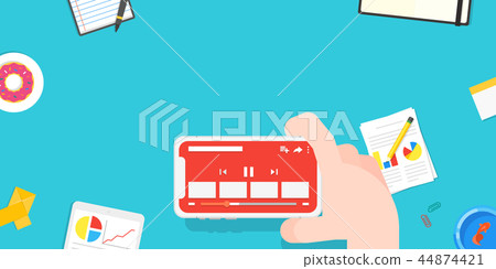 Vector - Mobile devices, services concepts with tools an objects on top view illustration 016 44874421