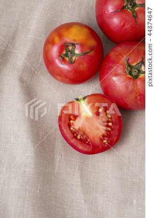 Delicious summer fruits object photo, tomato, oriental melon and watermelon 016 44874647