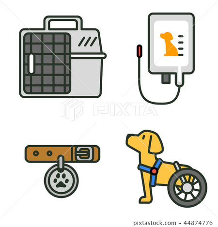 Flat veterinary icons set. use for web and mobile UI, set of basic veterinary elements isolated vector illustration 006 44874776