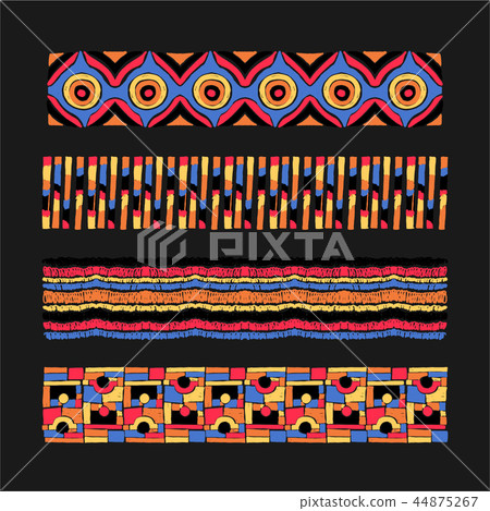 Set of ethnic art brushes in African style. 44875267