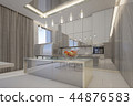 Glossy kitchen cabinets in modern kitchen room 44876583