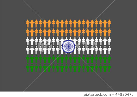 Man icon pictogram in row, India national flag Man icon pictogram in row, India national flag 44880473