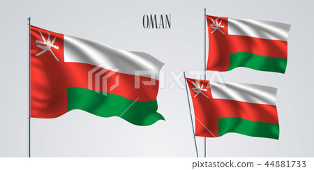Oman waving flag set of vector illustration. Oman waving flag set of vector illustration. 44881733