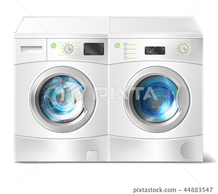 washer and dryer with laundry inside 44883547