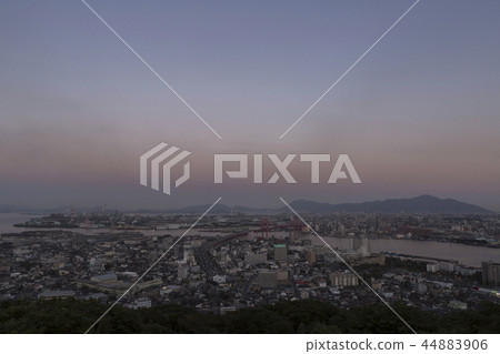 Wakado Ohashi sunset view Kitakyushu city sunset from Takatoyama Wakado Ohashi sunset view Kitakyushu city sunset from Takatoyama 44883906
