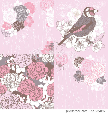 4 cards with tea roses 44885097