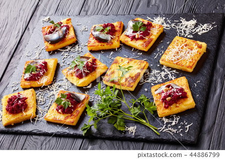 close-up of portions of Polenta Squares 44886799
