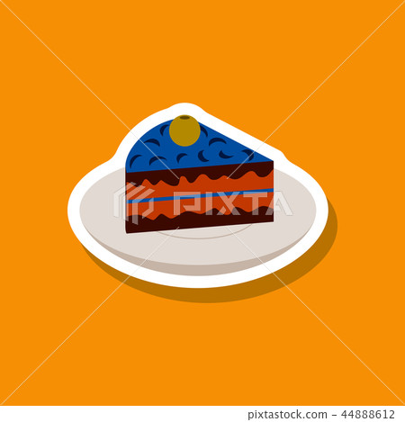 Sweet dessert in paper sticker Berry pie on a plate Sweet dessert in paper sticker Berry pie on a plate 44888612