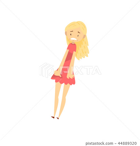 Little girl scared face expression cartoon Vector Image