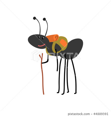 Ant travelling with backpack, cute cartoon animal having hiking adventure travel or camping trip Ant travelling with backpack, cute cartoon animal having hiking adventure travel or camping trip 44889391