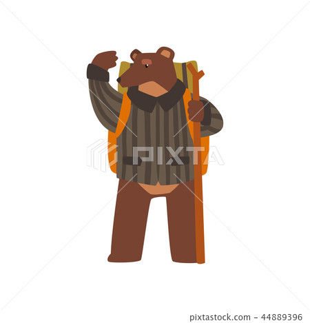 bear wearing backpack