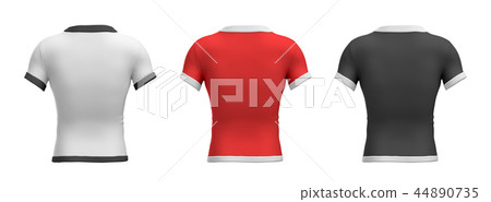 3d rendering of three shirts shaped as a male torso from back view on a white background. 44890735