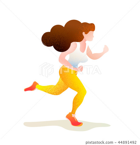 Pretty girl in jogging pose, textured flat 44891492