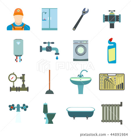 Sanitary engineering flat icons Sanitary engineering flat icons 44891984