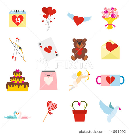 Valentines flat icons set 44891992
