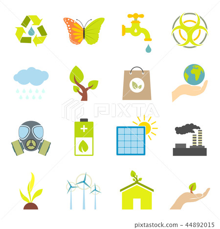 Universal ecology flat icons set  44892015